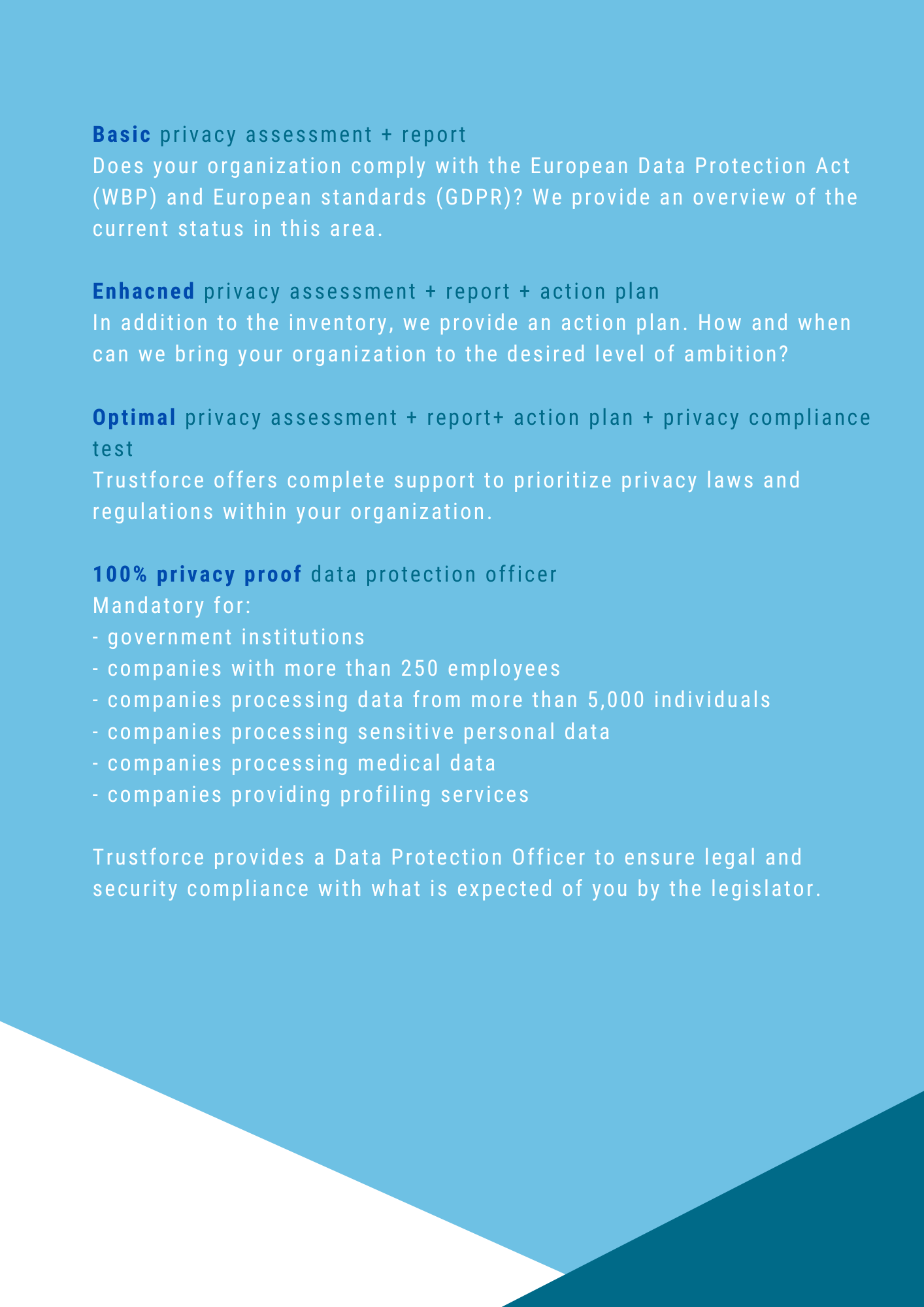 Contents of the Trustforce Privacy Protection Plan
